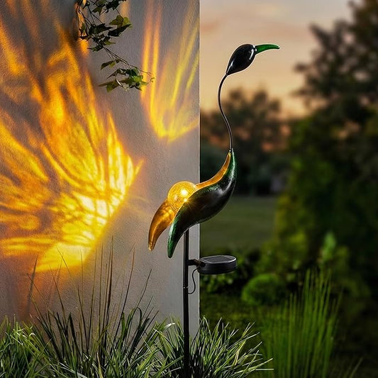 Solar Crane Garden Statue Light for Patio Yard Lawn Porch Outdoor Decorations Waterproof Metal Garden Sculpture, Solar Powered Housewarming Gifts, Mom Birthday Gifts