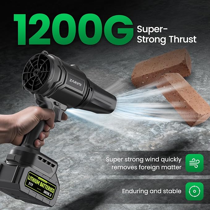 YUQUESEN Cordless Leaf Blower, 980,000 RPM Handheld Leaf Blower with 2 X 4.0Ah Batteries & Charger, Lightweight Leaf Blowers for Patio Cleaning, Lawn Care, Leaves, Dust - Cool Black - Image 4