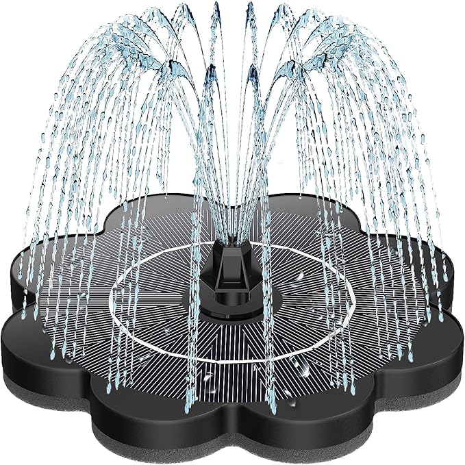 SZMP Solar Water Fountain with Flower Pattern No Battery,Faster Conversion Solar Bird Bath Fountains Glass Solar Panel,Solar Fountain for Bird Bath Garden Small Ponds Outdoor Décor