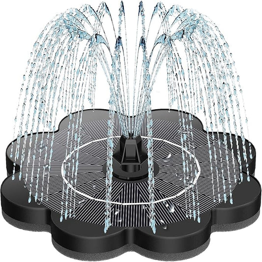 SZMP Solar Water Fountain with Flower Pattern No Battery,Faster Conversion Solar Bird Bath Fountains Glass Solar Panel,Solar Fountain for Bird Bath Garden Small Ponds Outdoor Décor