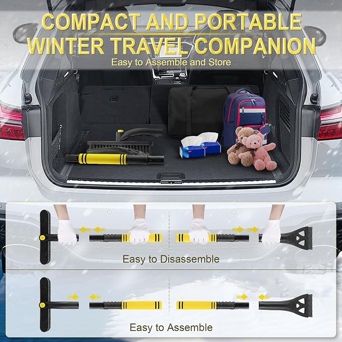 LivTee 32" Snow Brush and Ice Scrapers for Car Windshield, Extendable Car Snow Accessories with Foam Grip, Brush Supports 360 Degree Rotation, Car Winter Removal Tool for Cars, Trucks, SUVs - Image 5