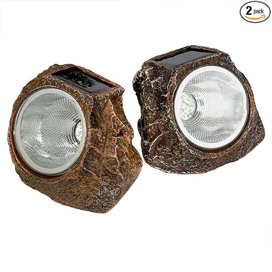 EiGreen Solar Garden Rock Lights Outdoor, 2 Pack 10 LED Waterproof Solar Powered Rock Light???Yard Landscaping Spotlights, for Indoor and Outdoor Decoration