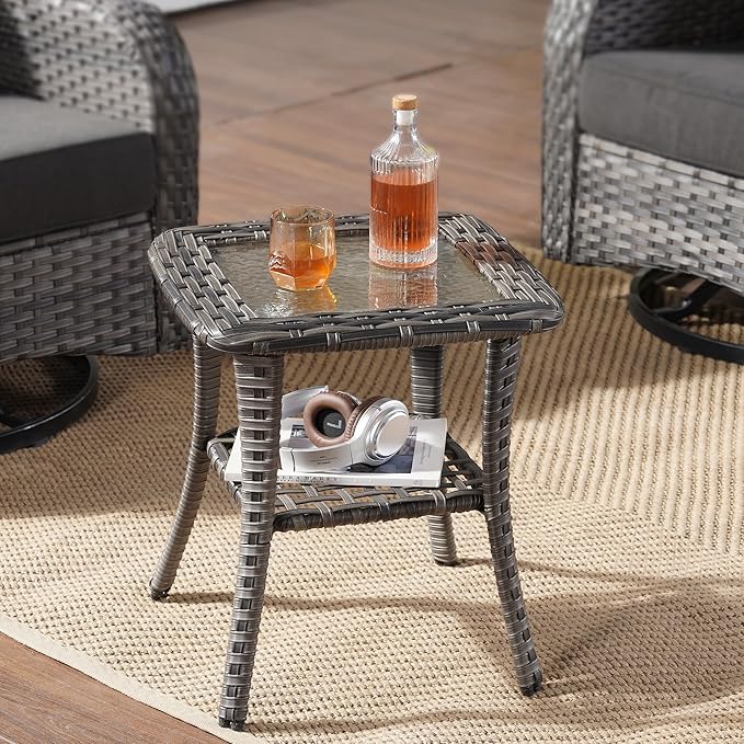 Wicker Rocking Chair Swivel Chairs - 3 Piece Rocker Glider Patio Chairs Set Rattan Rocking Chair for Outdoor Porch Deck Garden Backyard,Black