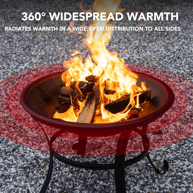 Panovue 22 in Firepit for Outside Outdoor Small Fire Pit,Durable Firepit with Mesh Lid,Log Grate,and Fire Poker,Fire Pit for Outside Backyard.Deck.Camping and Picnic - Image 7