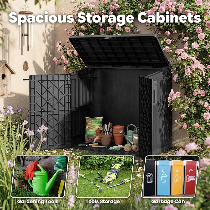 LHBcraft Waterproof Outdoor Storage Cabinet 36 Cu Ft, Portable Horizontal Resin Storage Shed for Backyards, Patios, Waterproof Outdoor Storage Box with Lockable Doors - Image 5