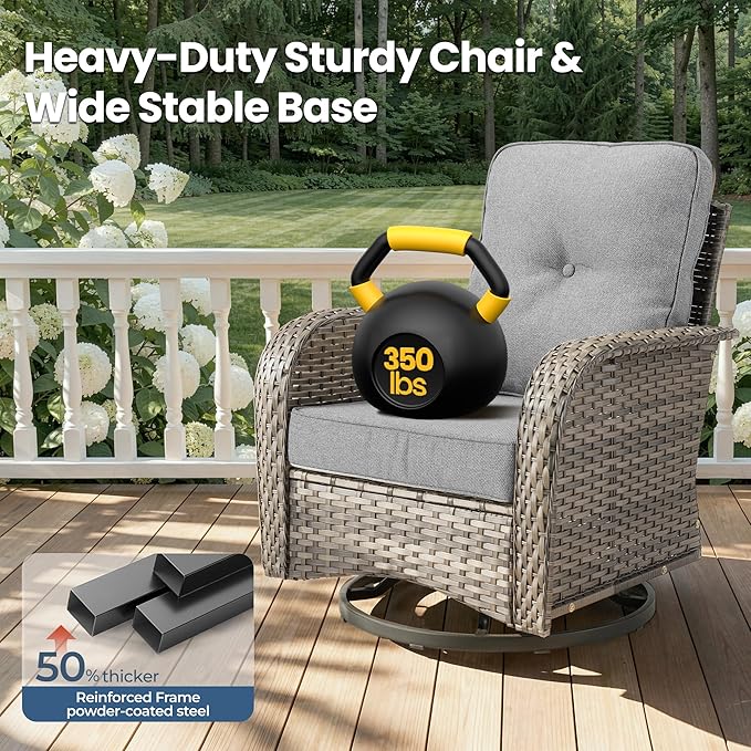 Weaxty 8 Pieces Outdoor Patio Furniture Sets with Swivel Rocking Patio Chairs and Loveseat Sofa,Coffee Table,All Weather Wicker Conversation Set for Deck Backyard Porch Poolside, Dark Gray