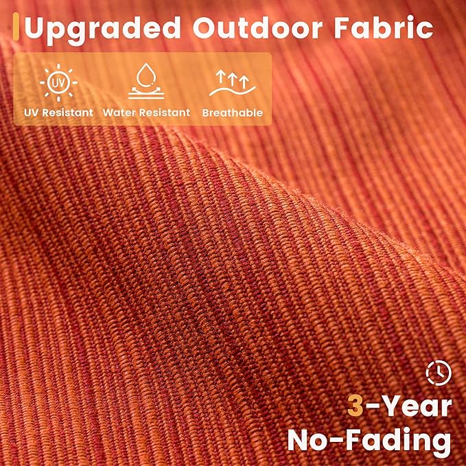 HOOOWOOO Patio Furniture Set,5 Piece Outdoor Furniture Set,Wicker Patio Conversation Couch Chairs Ottoman Set,Orange Red