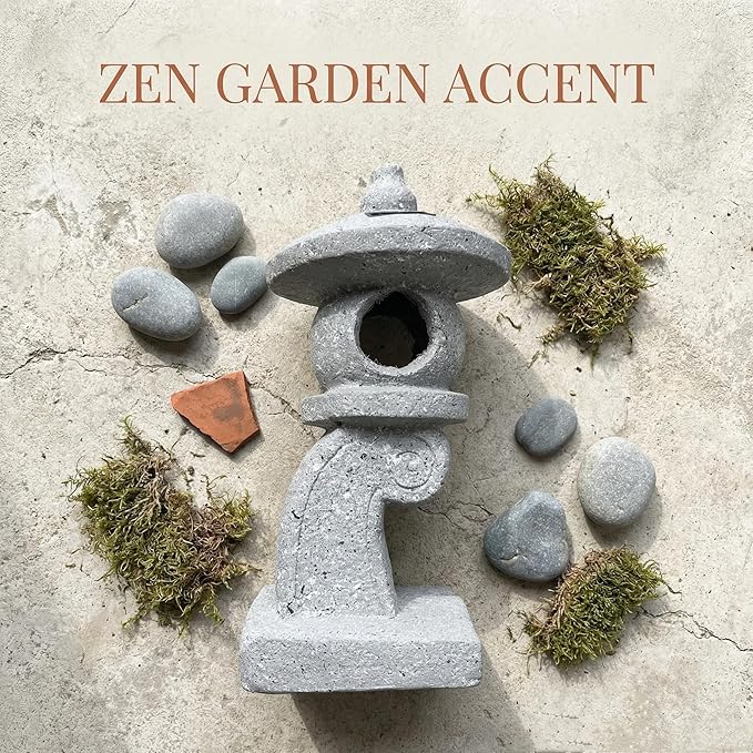 14’’ High Asian Solar-Powered Zen Pagoda Garden Statue LED Light Solar Lamp for Outdoor Japanese Decoration Aesthetic Garden Figurines
