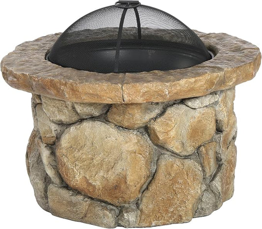 Christopher Knight Home Easton Glass Fiber Reinforced Cement / Iron Fire Pit, Natural by ChristopherKnightHome