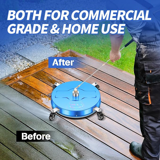 LidoDola 19'' Pressure Washer Surface Cleaner with 4 Wheels - Stainless Steel Surface Cleaner for Pressure Washer Attachment for Concrete, Driveway, Patio, Sidewalk, Deck and Driveways (19 INCH Blue) - Image 6