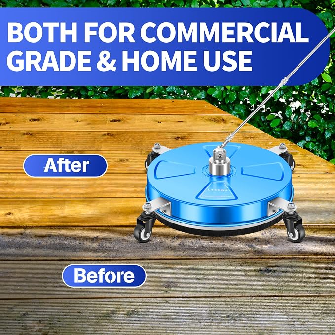 LidoDola 16'' Pressure Washer Surface Cleaner with 4 Wheels - Stainless Steel Surface Cleaner for Pressure Washer Attachment for Concrete, Driveway, Patio, Sidewalk, Deck and Driveways (16 INCH Blue) - Image 6