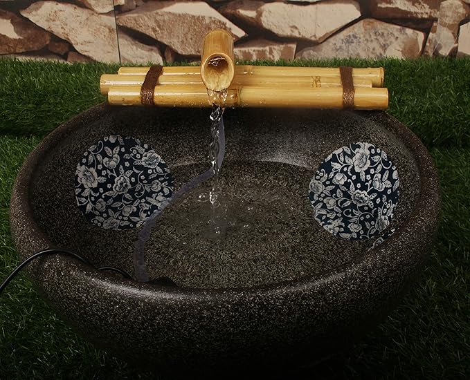 Bamboo Water Fountain Medium 12 Inch Three Arm Style without Pump, Indoor or Outdoor Zen Garden Decor Fountain, Natural, Split Resistant Bamboo, Combine with Any Container to Create Your Own Fountaion
