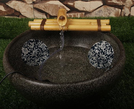 Bamboo Water Fountain Medium 12 Inch Three Arm Style without Pump, Indoor or Outdoor Zen Garden Decor Fountain, Natural, Split Resistant Bamboo, Combine with Any Container to Create Your Own Fountaion
