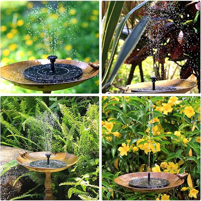 AISITIN Solar Fountain Pump 2.5W Bird Bath Fountain Solar Powered Water Fountain with 8 Nozzle & 4 Fixer, Solar Fountain Pump for Bird Bath, Garden, Pond, Pool