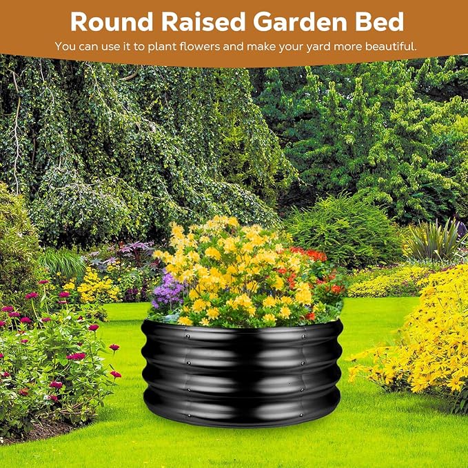 Raynesys 36 Inch Round Galvanized Fire Pit Ring, Round Galvanized Fire Ring, 3 Feet Diameter Round fire Pit, Outdoor fire Pit for Backyard, Camping, Bonfire, Black - Image 2
