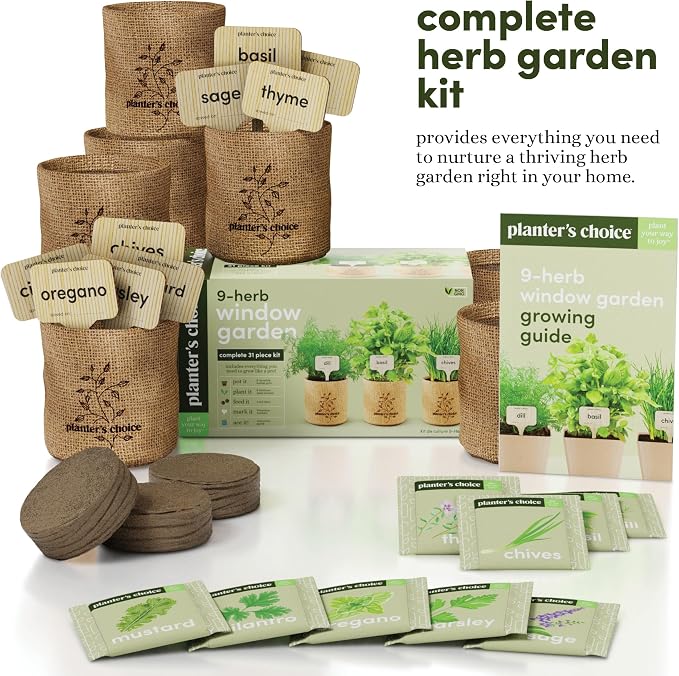 Planters' Choice 9 Herb Indoor Window Garden Kit - Mothers Day Gifts - House Plants Seeds - Best Unique Gift Ideas for Women, Mom, Friend, Her, Birthday, Housewarming, Mother - Live Plant Starter - Image 2