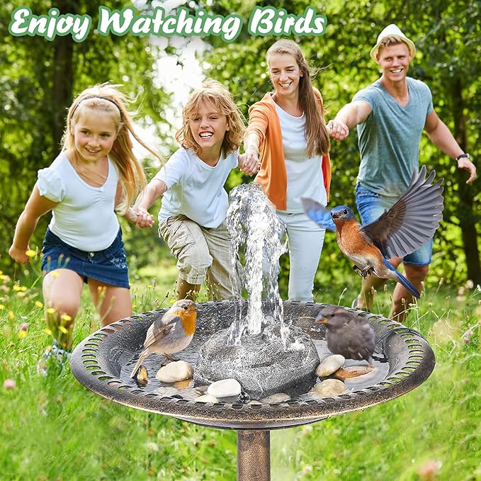 Saillong Bird Bath Water Fountain, Granite Air Pump Rock with Pump for Bird, Rock Waterfall Fountain, Feeder, Aquariums, Fish Tank (with Electric Power Source)