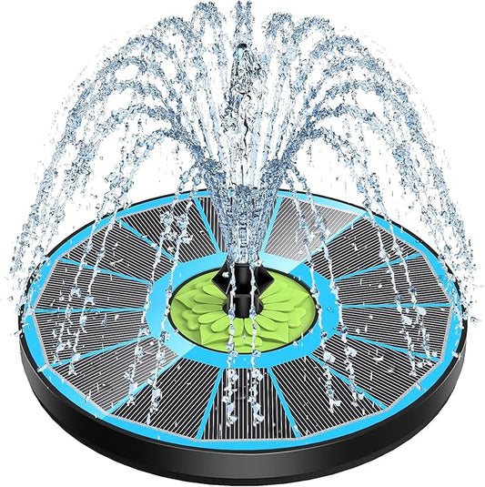 SZMP Upgraded 3.5W Full Glass Panel Solar Fountain for Bird Bath, Floating No-Installation Solar Powered Water Fountain Pump with 7 Nozzles, for Garden, Pond Decor (Blue)