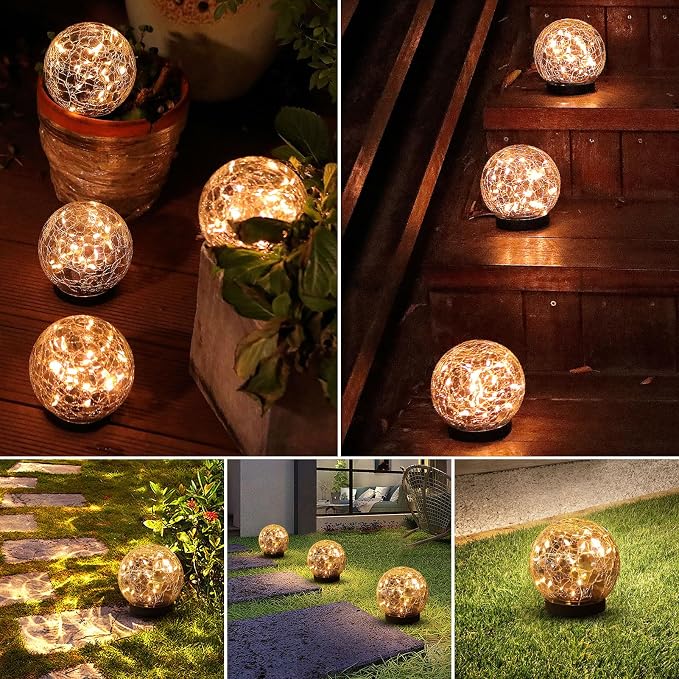 MLKNK Solar Globe Lights Outdoor Waterproof-Solar Balls-Solar Garden Lights-Orbs for Outside 6 Pack Cracked Glass Ball for Lawn Patio Yard Backyard Decorations - Image 7