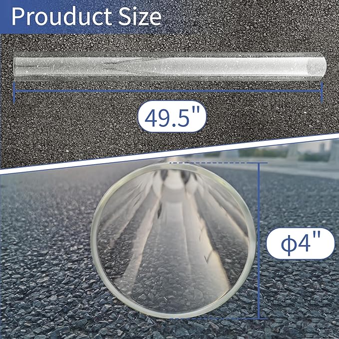 Patio Heater Glass Tube Replacement, 49.5" Tall 4" Diameter, Glass Tube Patio Heater with Ring, Fits 4-Sided Patio Heaters, Compatible with Hiland, Fire Sense, and more