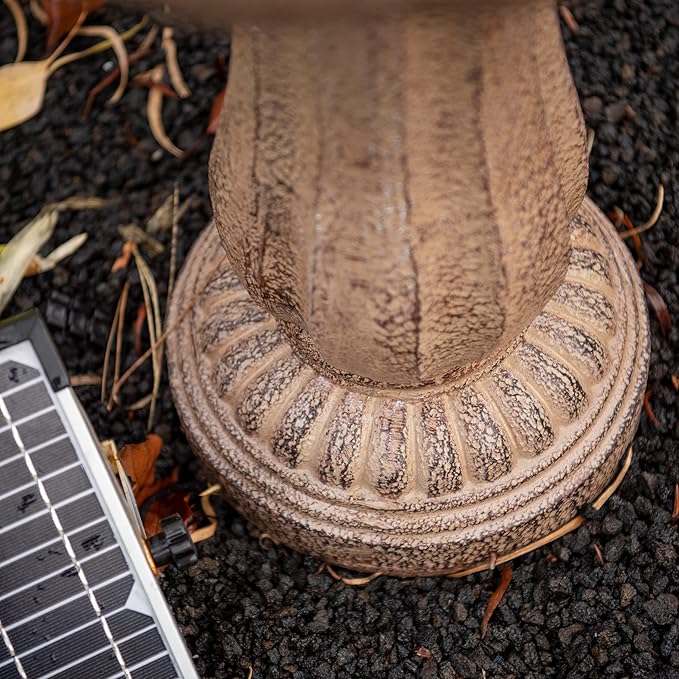 XBrand 39" Solar Water Fountain, 2-Tier Outdoor Sand Stone Resin with Solar Panel & Pump for Home Garden Yard Decor