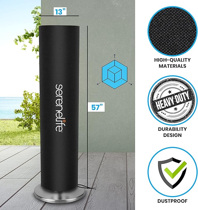 SereneLife Patio Heater Cover for SLOHT44 Infrared Outdoor Electric Space Heater, Heavy Duty Propane Heater Cover, Durable, Tearproof Waterproof Dustproof, Wind/Sunlight/Snow Resistant