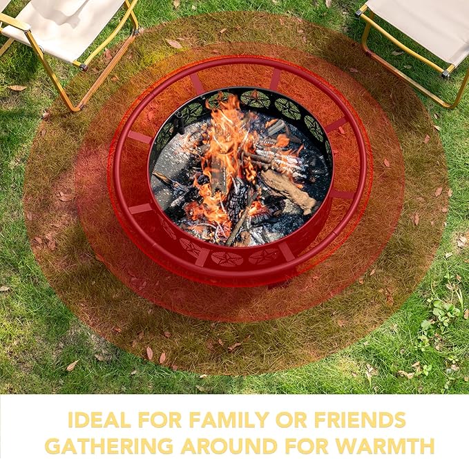Verdeluxe 38” Wood Burning Fire Pits for Outside,3-in-1 Fire Pit with Grill, Spark Screen & Fire Poker,Outdoor Firepit Table with Swivel Cooking Grate for Yard BBQ Bonfire Patio Camping (38 inch) - Image 5