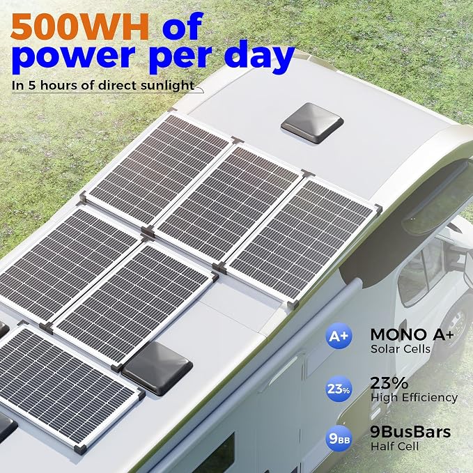 Voltset 100W 12V Solar Panel, High Efficiency 9BB Cell Monocrystalline Solar Panels IP67 Waterproof, Suitable for RV, Marine, Rooftop, Home, Yacht, Off-Grid Applications (100W Single Panel) - Image 2