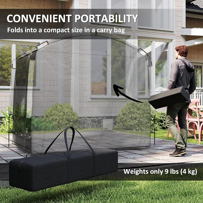 Outsunny Bike Storage Tent, Portable Bicycle Storage Shed, Waterproof Outdoor Bike Cover with 210D Oxford Fabric and Carry Bag for 3-4 Bikes, Lawn Mower, Garden Tools, Black - Image 6