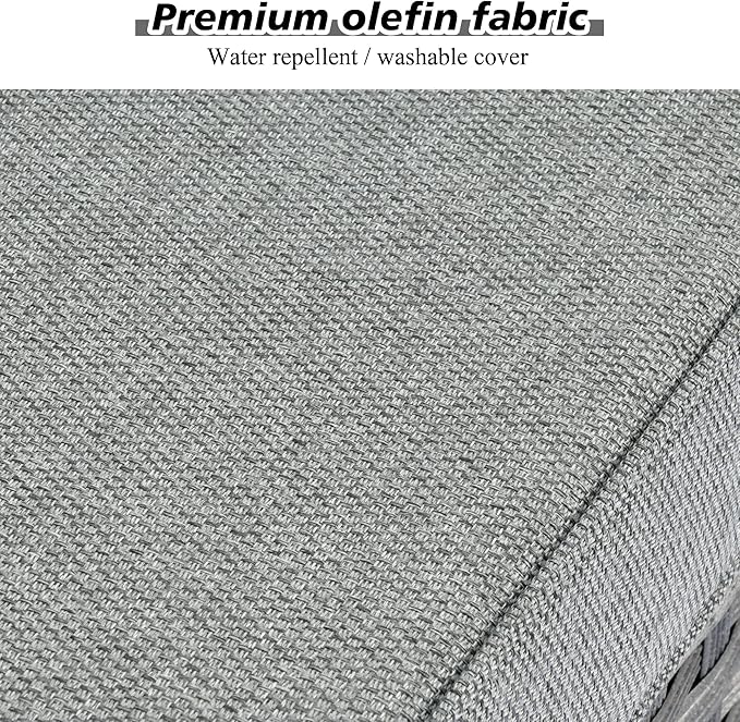 HOOOWOOO Modular Patio Outdoor Sectional Furniture Set,6 Piece Wicker Conversation Sofa Set,Out Door Couch Set with Wide Arm for Outside All Weather(Grey Stripes)