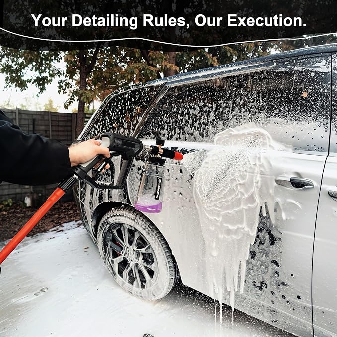 Raincovo Foam Cannon Wide Mouth for Pressure Washer, Thick Snow Foam Lance for Car Wash, Adjustable Soap Cannon with 1/4 Inch Quick Connector, Additional 1.1mm Orifice Nozzle - Image 6