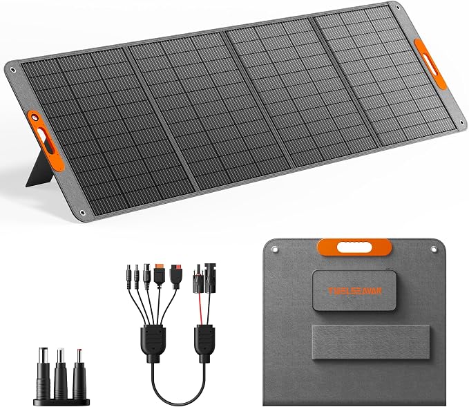 400W Portable Solar Panel for Power Station, 24% High Efficiency Lightweight ETFE Foldable Solar Panel Charger, MC4 Output, IP65 Waterproof, for Outdoor Camping, RV, Emergency Power Supply by TWELSEAVAN