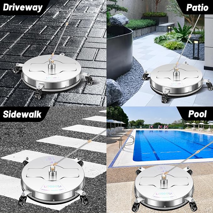 16.5" Pressure Washer Surface Cleaner with 4 Wheels - Stainless Steel Surface Cleaner for Pressure Washer Attachment for Concrete, Driveway, Patio, Sidewalk, Deck and Daily Washing - PWS16.5 - Image 7