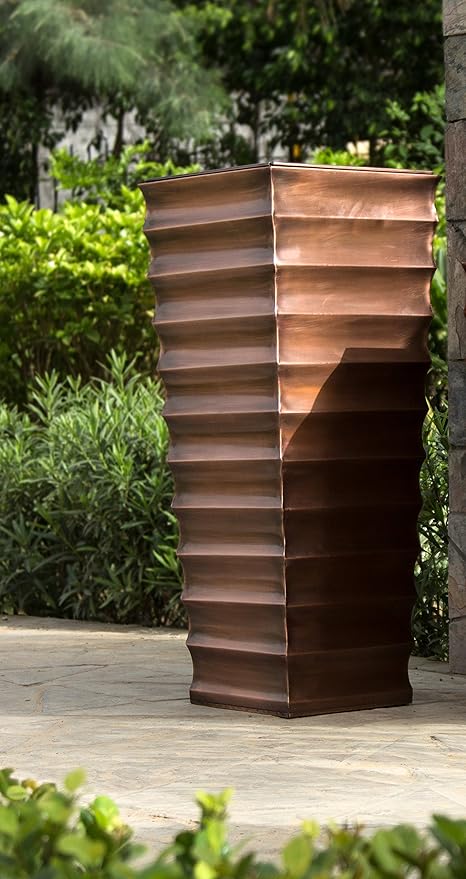 H Potter Tall Copper Planter 36 Inch – Large Outdoor Indoor Entryway Planter, Stainless Steel Antique Copper Finish, Decorative Porch Patio Flower Pot