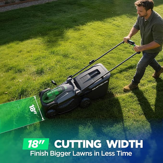 18" 40V Cordless Lawn Mower for Small to Medium Yards, Capable of Gas-Like Cuts with Brushless Motor, Used for Mulching/Bagging, 6 Heights for Seasonal Grass, Dual 5.0Ah Batteries Included - Image 3