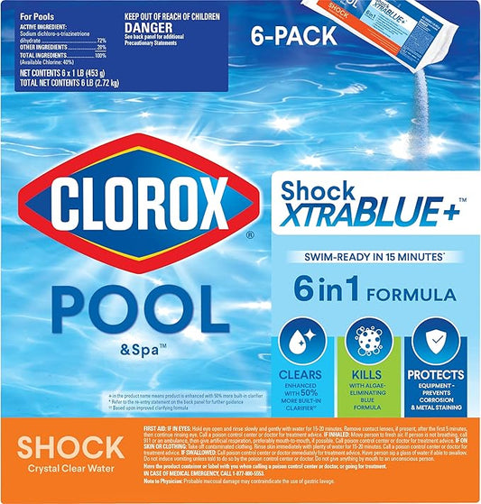 Clorox® Pool&Spa™ Shock XTRABLUE® Plus, Kills Bacteria & Algae in Swimming Pools, Swim-Ready in 15 Minutes, (6-Pack) by Clorox%C2%AEPoolSpa%E2%84%A2