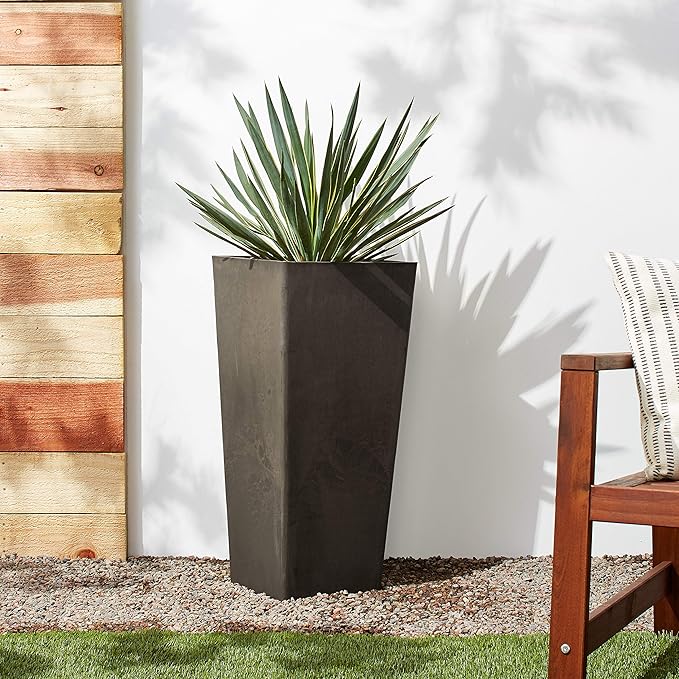 Arcadia Garden Products PSW FS32DC Contempo Tall Square Planter, 13 by 13 by 28-Inch, Dark Charcoal