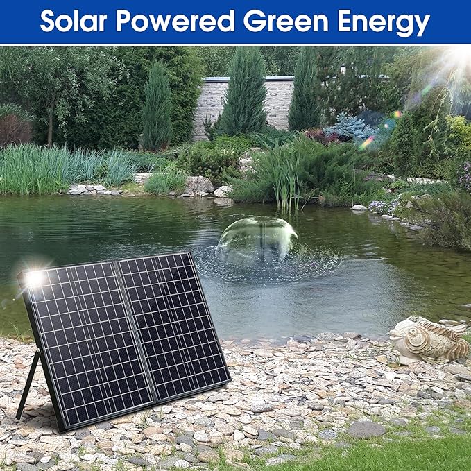 Biling Solar Pond Pump with Filter System, 44W Solar Panel, Pond Filter Box Kit, 530 GPH Water Pump for Outdoor Pond Pool Water Feature Waterfall