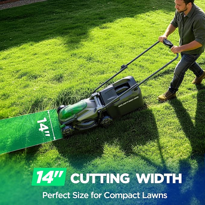 14" Cordless Lawn Mower, 40V Lightweight Push Mower with 2×5.0Ah Battery, Ultra-Quiet Motor for Small Yards, Lawn Care, Backyard Maintenance - Image 4