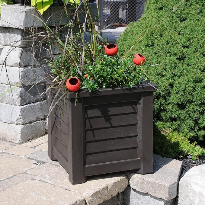 Mayne 5866-ES Lakeland Square Patio Planter, 16x16, Espresso