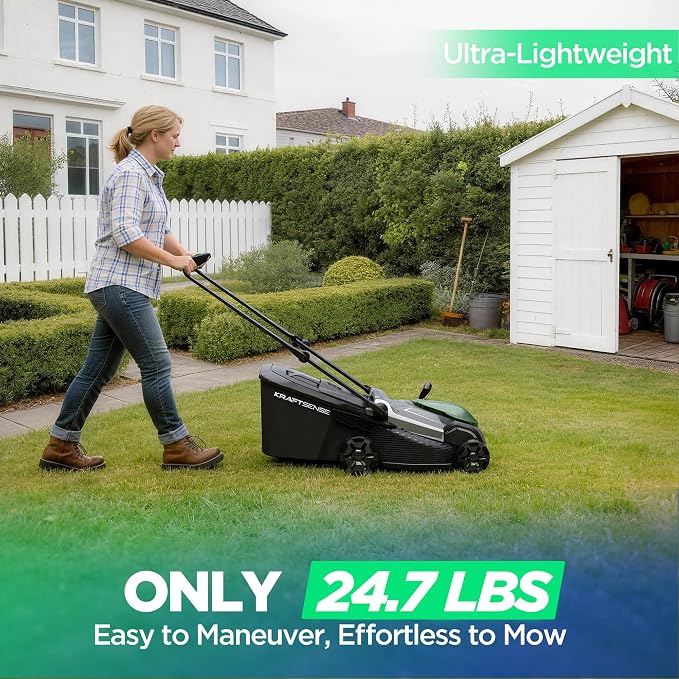 18" 40V Cordless Lawn Mower for Small to Medium Yards, Capable of Gas-Like Cuts with Brushless Motor, Used for Mulching/Bagging, 6 Heights for Seasonal Grass, Dual 5.0Ah Batteries Included - Image 6
