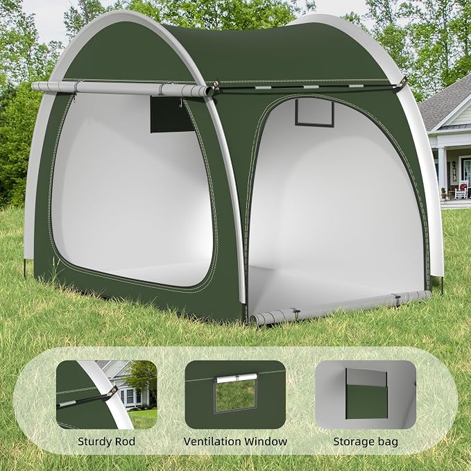 Bike Storage Shed, Oversized Storage Tent for 3-4 Bikes, Portable Foldable Garage/Garden Storage Tents, Waterproof Anti-uv Outdoor Bicycle Cover, Green - Image 4