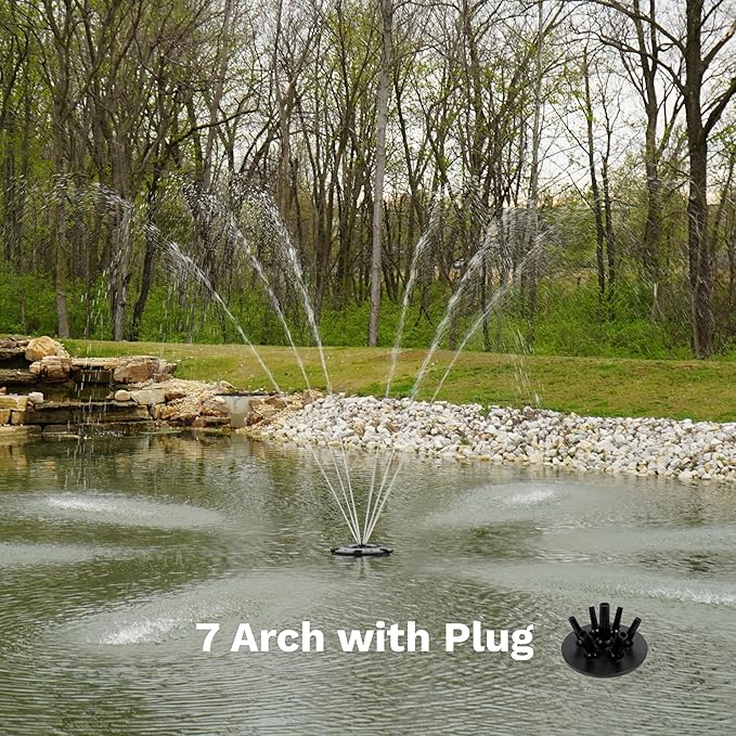 HALF OFF PONDS Floating Fountain, 1.75 HP Pond Aerator, 200 ft Cord, 14,800 GPH Water Pump, 11 Spray Patterns, Energy-Efficient, White LED Lights, for Large Ponds, Lakes & Water Gardens