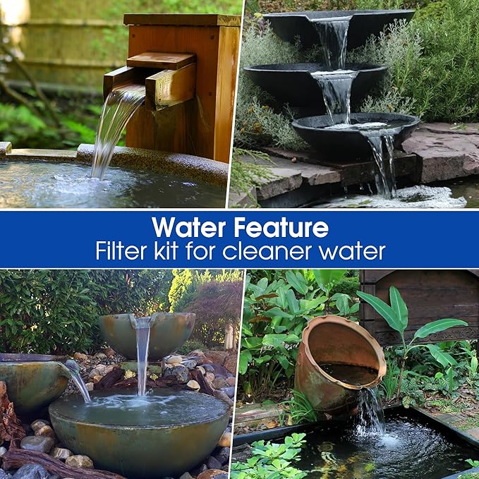 Biling Solar Pond Pump with Filter System, 44W Solar Panel, Pond Filter Box Kit, 530 GPH Water Pump for Outdoor Pond Pool Water Feature Waterfall