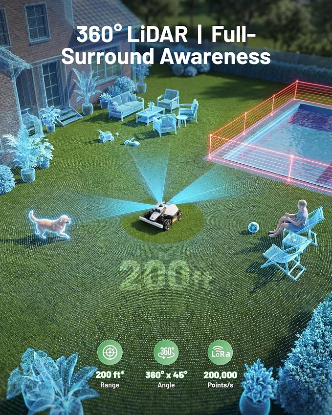 (2026 Upgrade) Mammotion LUBA mini 2 AWD 1500H Robot Lawn Mower with Garage, for 0.37 Acres, 360° LiDAR+Dual-Camera AI Vision, 80% Slope, DropMow, 20 Multi-Zone Management, Cutting Height 2.2"-4.0" - Image 3