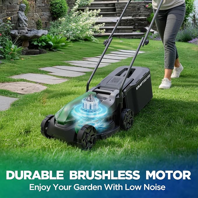 14" Cordless Lawn Mower, 40V Lightweight Push Mower with 2×5.0Ah Battery, Ultra-Quiet Motor for Small Yards, Lawn Care, Backyard Maintenance - Image 5