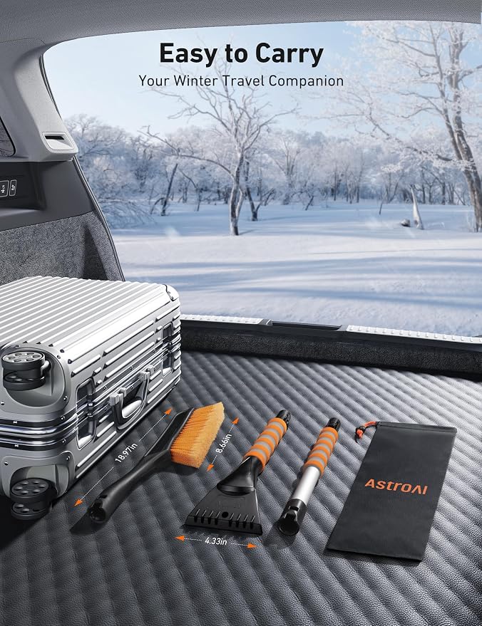 AstroAI 40" Snow Brush and Ice Scrapers for Car Windshield, Detachable Snow Scrapers with Ergonomic Foam Grip for Cars, Trucks, SUVs (Heavy Duty ABS, PVC Brush, Orange) - Image 6