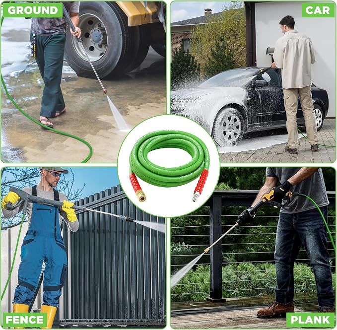 PWACCS Pressure Washer Hose 50 FT, 3/8" Kink Resistant Power Washer Hose Steel Braided Quick Connect with M22 14 Fittings for Cold/Hot Water, 4000 PSI - Image 8