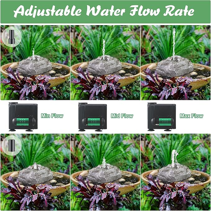 Saillong Bird Bath Water Fountain, Granite Air Pump Rock with Pump for Bird, Rock Waterfall Fountain, Feeder, Aquariums, Fish Tank (with Electric Power Source)