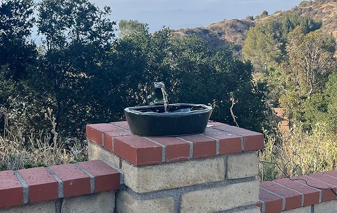 ASC Solar Powered Ceramic Green Frog Water Fountain Kit Garden Patio Bird Daytime Running Version